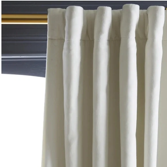 NWOT QUINCE 48x84 Cotton Velvet Room Darkening Curtain Ivory 2338 - Picture 3 of 8